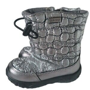 Naturino Falcotto Rain Step Waterproof Quilted Boots  Silver Size EU20 US4.5